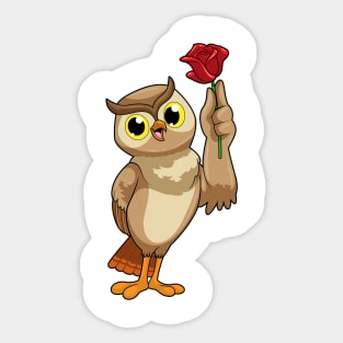 Owl with Rose Sticker